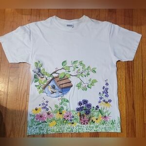 White Graphic Bird House T-Shirt